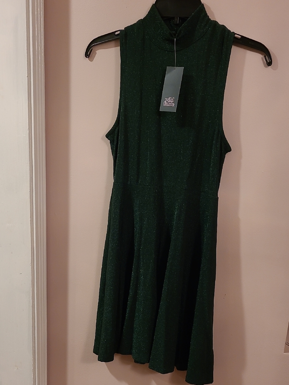 Wild Fable Shimmery Green Skater Dress  *NWT